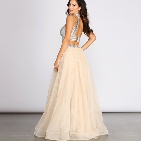 NWT WINDSOR Two Piece High Neck Tulle Dress size L - Picture 2 of 6